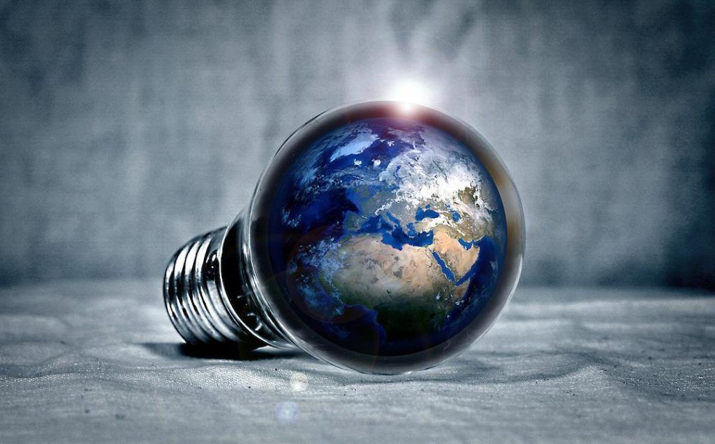 earth inside a light bulb